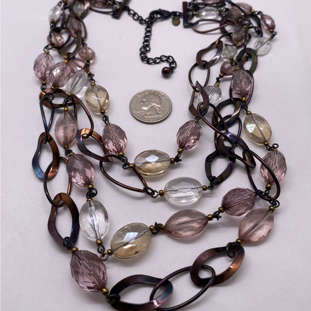 Chicos Statement Necklace Modern Multi Strand Lay… - image 2